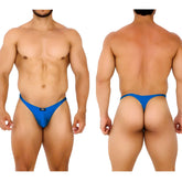 MetroMaleWear fantasy thong royal blue 6112-18 sleek form-fitting blue thong with small black logo on front