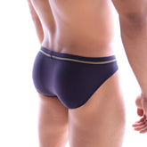 MetroMalewear Faro brief navy 5103-52 with navy blue fabric and thin gold-striped waistband for comfortable wear