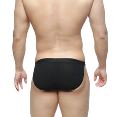MetroMaleWear Felix Bikini black 7004-20 black ribbed briefs with a snug form-fitting design shown from front view