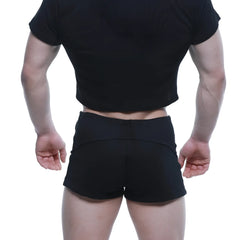 MetroMaleWear FIT shorts black high-waisted athletic shorts with subtle seam detailing for active wear
