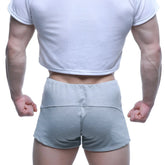 MetroMaleWear fit shorts gray 4714-10 light gray athletic shorts with ribbed waistband and subtle seam detailing