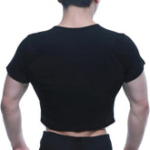 MetroMalewear fit black t-shirt with ribbed neckline and hem in cropped short-sleeve design