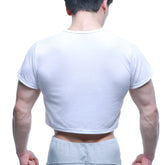 White ribbed short sleeve crop top from metromalewear fit t shirts collection in soft breathable fabric