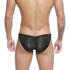 MetroMaleWear fits bikini black 6603-20 sheer mesh briefs with subtle metallic sheen and contoured design