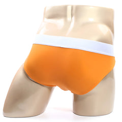 Orange briefs with a white waistband metro male wear flow brief orange 6113-14 comfortable and breathable design