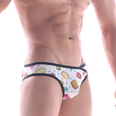 White men’s briefs metro malewear focus brief macaron 6107-32 with colorful macaron sprinkle pattern and black trim