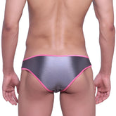MetroMaleWear focus brief metallic gray with silver metallic fabric and vibrant pink trim for stylish comfort