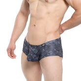Dark gray geometric-patterned men’s briefs with modern angular design by metromalewear fractal trunk 2125-45