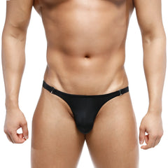 Metro male wear fria bikini detachable black mesh thong with silver toned metal clasps at the waistband back view