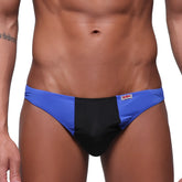 Blue and black two-tone swim trunks with a sleek modern design from MetroMaleWear Fun G royal blue 6202-18 collection