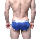 MetroMaleWear gloss brief royal blue metallic with silver waistband and trim for stylish men’s underwear