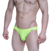 Bright neon green mesh briefs with a sleek form-fitting design from MetroMaleWear green light bikini 5103-m08