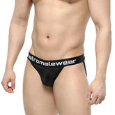 Black mesh briefs with white metromalewear logo band from MetroMaleWear Grid Mesh Jockstraps 2901-35 product