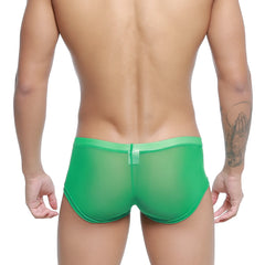 Metro malewear hierba trunk 2125-17 green sheer mesh briefs with solid green waistband for comfortable wear