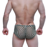 Black briefs metro malewear horus trunk 2125 81 with light blue and white circular motifs pattern