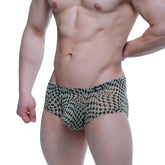 MetroMaleWear Horus Trunk 2125-81 men’s briefs in black and teal geometric pattern with subtle sheen and soft fabric