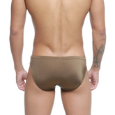 Bronze metallic textured swim briefs from metromalewear hunter line in olive for stylish beachwear use