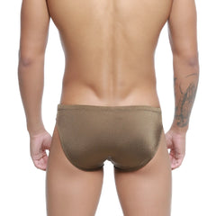 Bronze metallic textured swim briefs from metromalewear hunter line in olive for stylish beachwear use