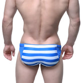 MetroMalewear hunter swim brief sailor 4977-40 in blue and white horizontal stripes made of quick-dry fabric