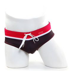 MetroMaleWear Ibiza swim brief black 4928-22 featuring red and black colors with white trim and drawstring details