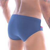 MetroMaleWear Ibiza swim brief navy blue with red and white side accents ideal for swimming and beachwear