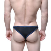 Metro male wear infinito bikini black 6017 20 black mesh briefs with navy blue trim for comfortable everyday wear