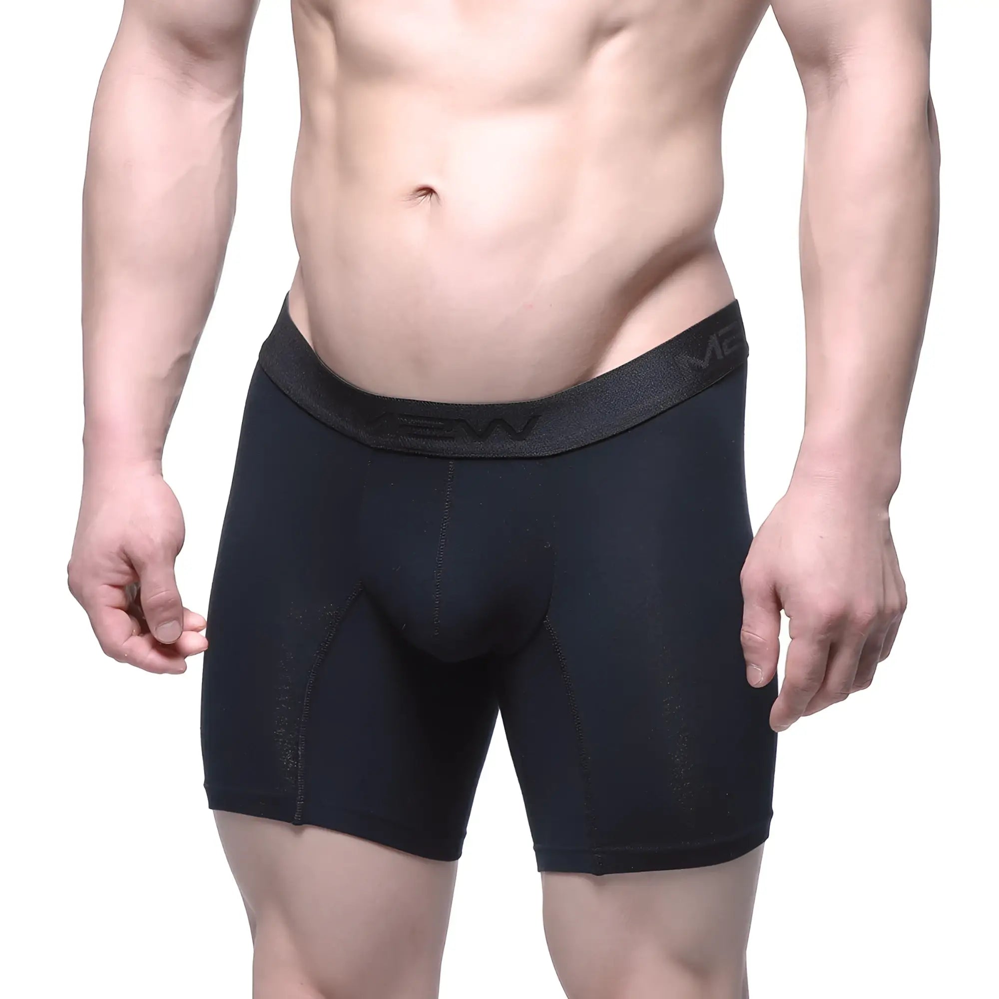 Metro male wear intenso mid black boxer briefs with textured waistband and me logo for comfortable everyday wear