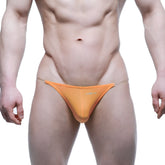 Orange mesh invisible bikini briefs with a subtle front logo from metro male wear model 3704-14