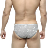 MetroMaleWear Jacquard bikini briefs in gray with floral pattern and subtle textured fabric for stylish comfort