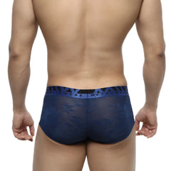 Metro male wear jacquard trunk royal 2026-18 blue lace men’s underwear with patterned waistband front view