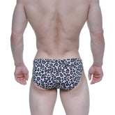 Black and white leopard print swim trunks metro male wear jaguar bikini 5103-m72 for stylish beachwear