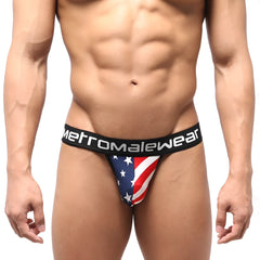 Metro male wear jock strap patriot 3001-90 american flag patterned thong with patriotic colors and comfortable fit