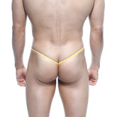 Yellow thong with thin seamless fabric straps shown from the back in MetroMaleWear Jupiter Thong Navy 0006-28 product image