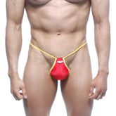 MetroMaleWear Jupiter thong red and yellow satin finish men’s underwear front view