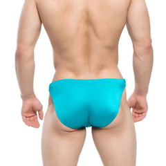 A vibrant turquoise metroMalewear lagoon swim bikini 4987-08 with form-fitting smooth fabric for swimming