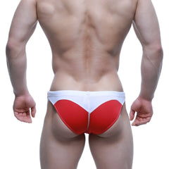 MetroMaleWear Laguna swim bikini red athletic briefs with white heart-shaped design for active wear