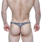 MetroMaleWear leopard thong black 6002-62 in black and white leopard print with thong design for men