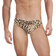 MetroMaleWear limited edition animal brief yellow 5203-65 leopard print brief with beige brown snug fit elastic waistband