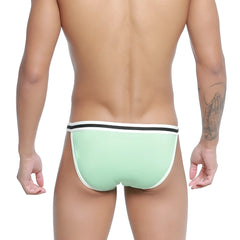 MetroMaleWear mint green link bikini briefs with white and black striped waistband in pastel 3605-07 design