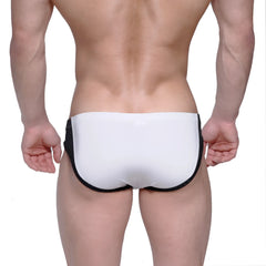 Metro-malewear lobo hip brief in white with black trim featuring a comfortable cotton blend fabric