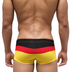 MetroMaleWear Lycos swim trunk in german flag colors black red and yellow with striped design for casual beachwear