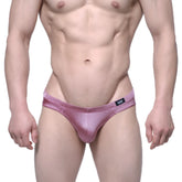 Metro male wear madrid bikini 5103-m05 pink metallic briefs with sleek form-fitting design and black logo waistband