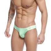 Mint green mens briefs with white waistband featuring army brand name from metromalewear malon bikini green 3603-13