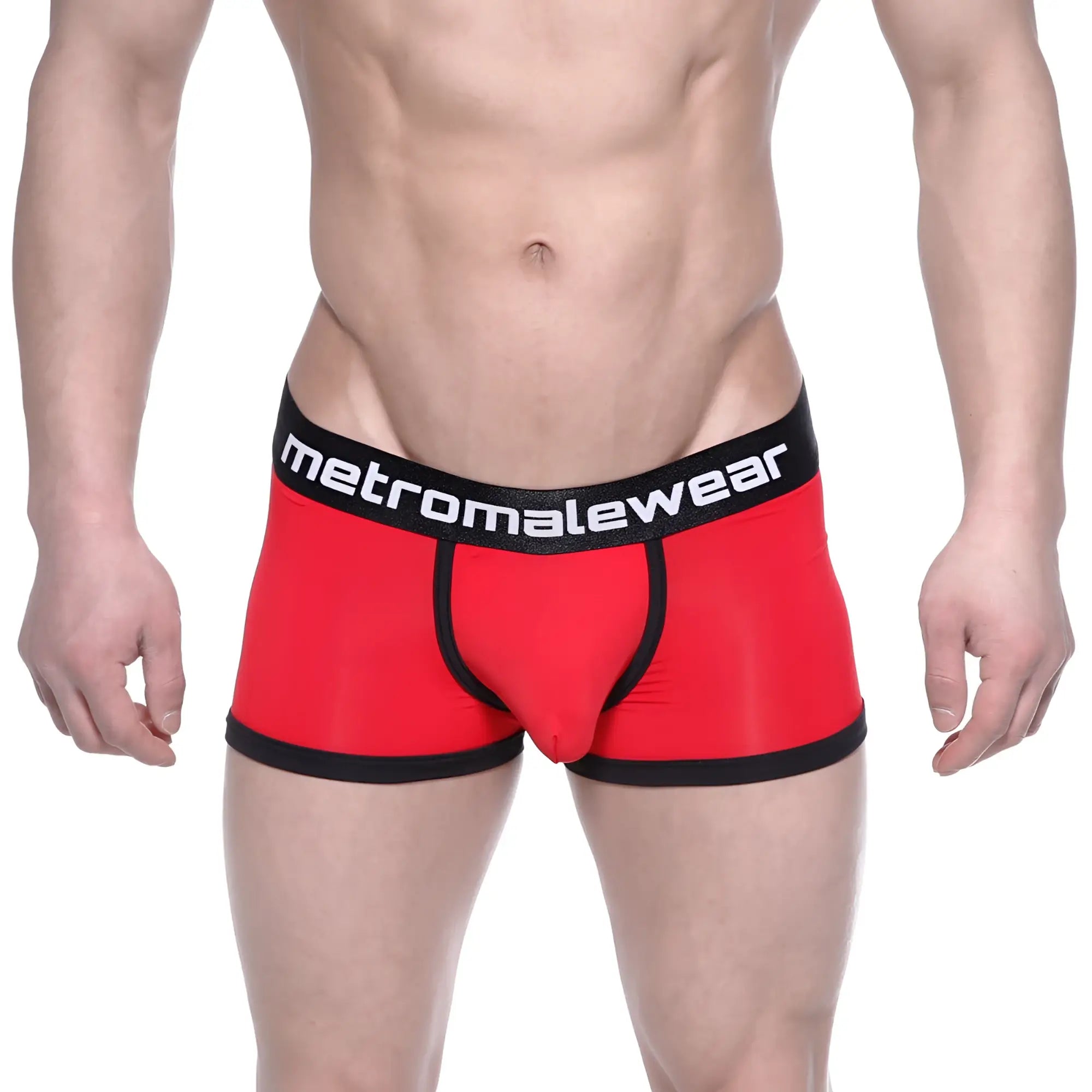 MetroMaleWear max bulge boxer brief in red and black with sleek form-fitting design for comfortable support