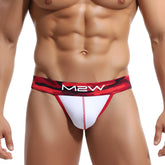 MetroMaleWear Maxim bikini red features a red and black camouflage waistband with white m2w logo and white body with red trim