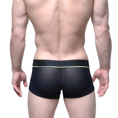 Black mesh briefs with neon green trim and nexx waistband from MetroMaleWear META TRUNK black 2026-75 collection