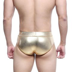 MetroMaleWear metal hip brief gold 5503-21 shiny gold metallic form-fitting briefs with sleek design front view