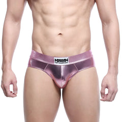 Shiny metallic pink briefs metal hip brief 5503-02 by metromalewear with branded waistband