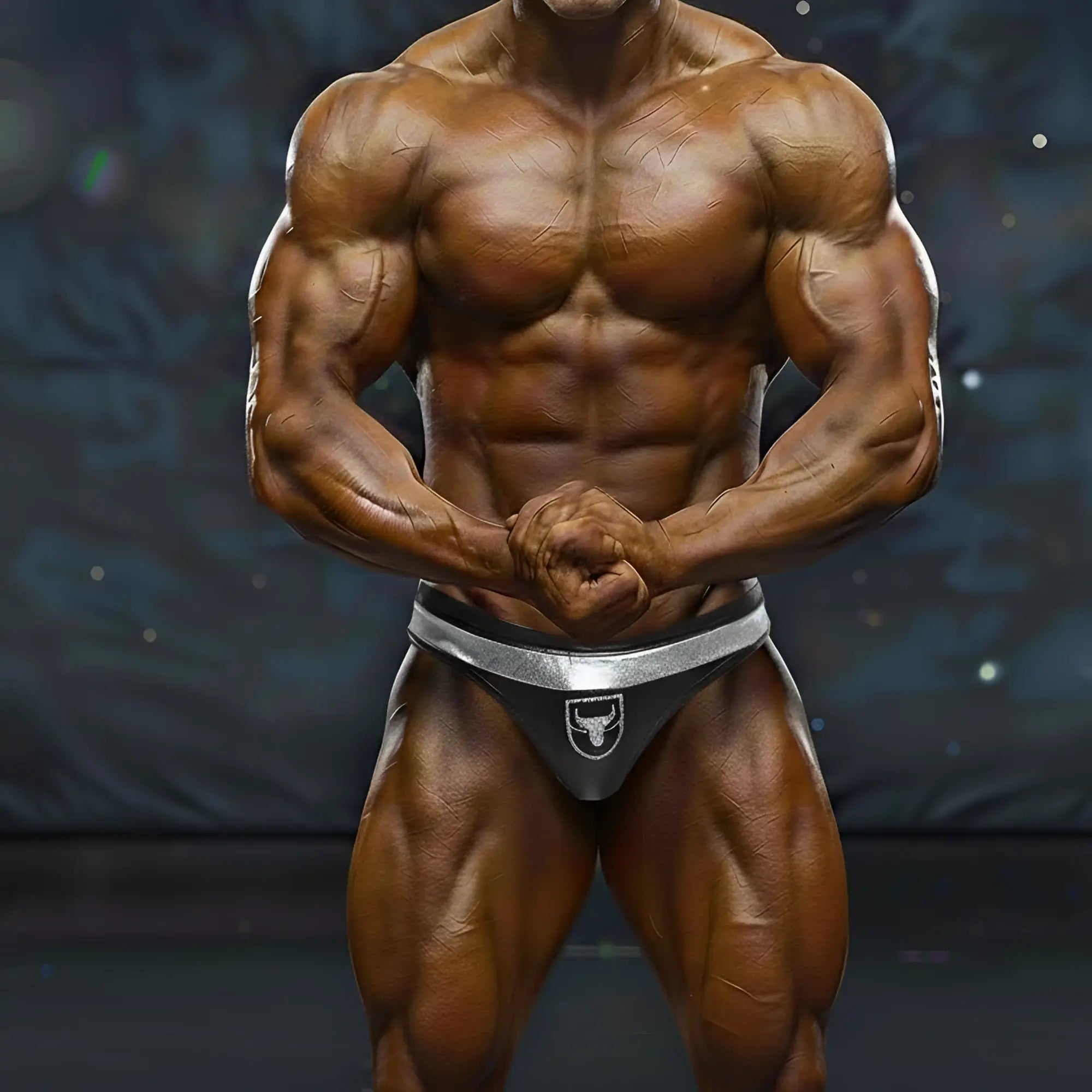 Silver metromusclewear hudson competition briefs with black bull logo for athletic performance and comfort