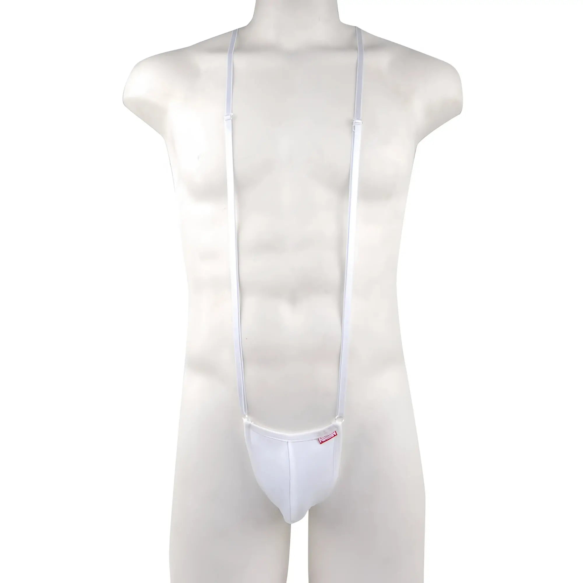 White nylon suspenders with matching pouch from metromalewear miami bodysuit white 0008-00 product